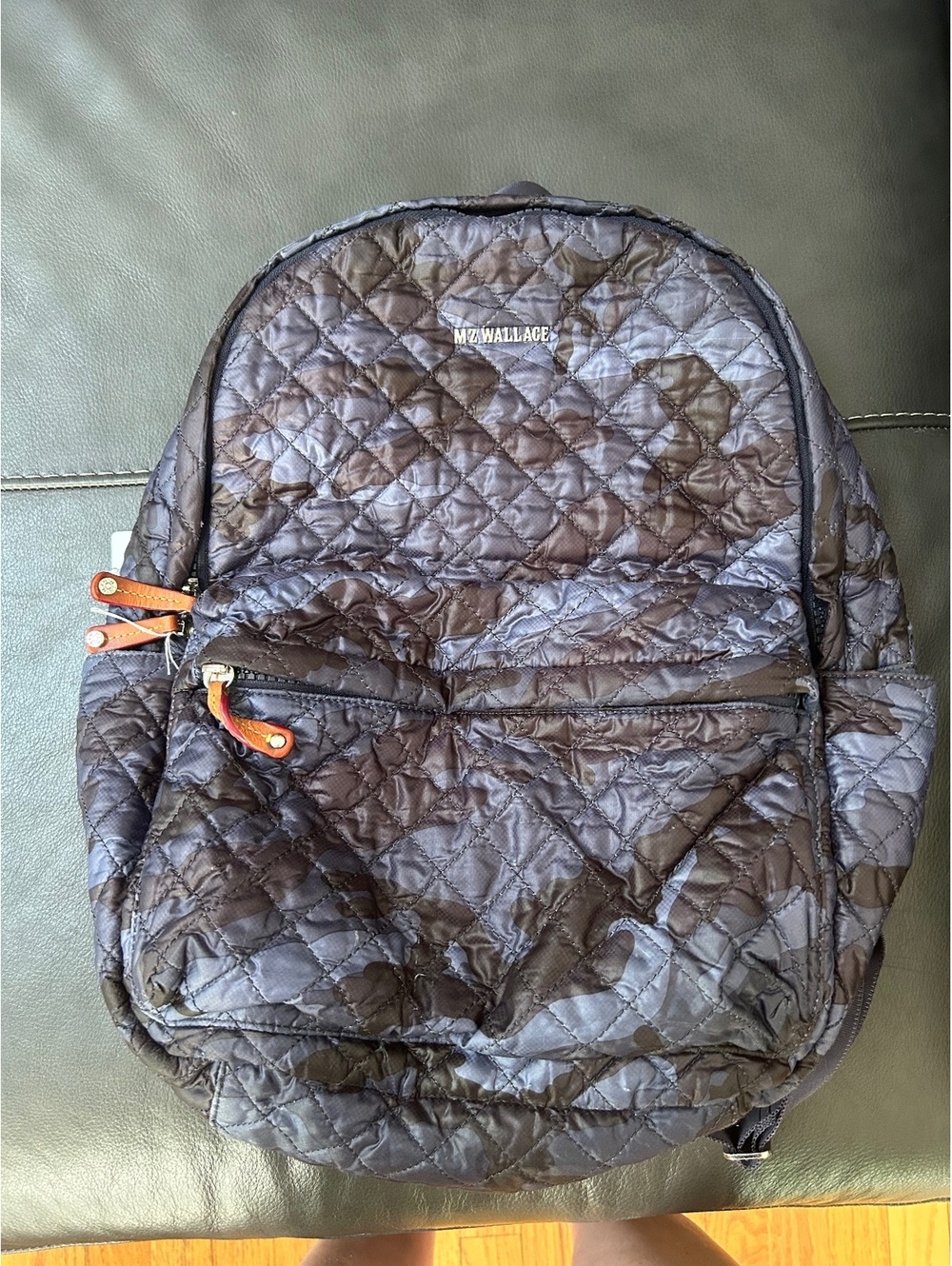 MZ WALLACE Quilted Camouflage Backpack with Leather Accents